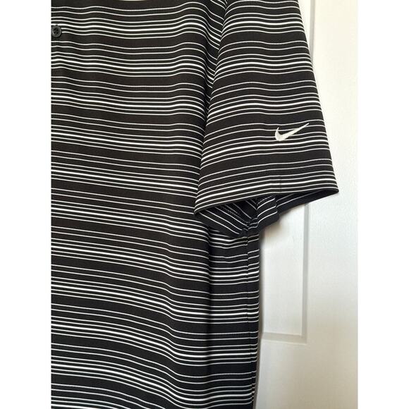 Nike Golf Performance Short Sleeve Polo Shirt Stretch Dri-Fit Striped Black XL - Picture 3 of 8